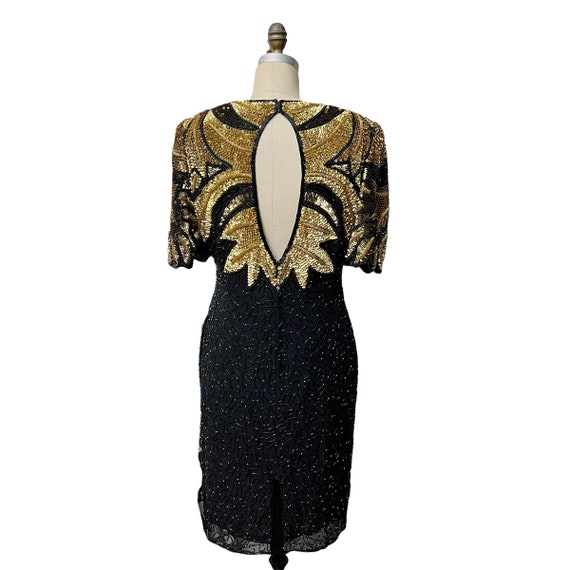 Carina Black And Gold Heavily Beaded and Sequins … - image 8