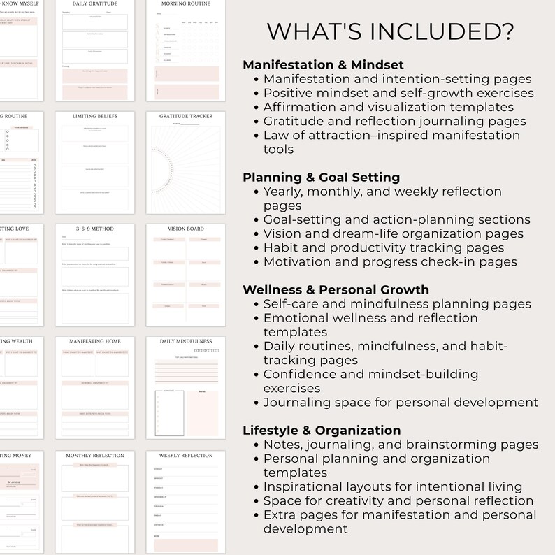 Manifestation Planner, Manifestation Journal, Law of Attraction ...