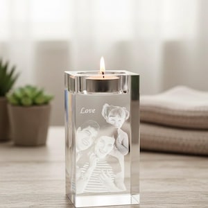 Personalisierter Herzform „Love" 3D Fotokristall Mit Laser Gravur 3D