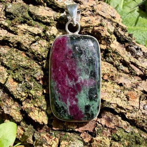 Ruby in Fuchsite with Kyanite Pendant|Trio Crystal Jewelry