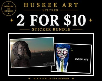 Pick Any 2 Horror and Gothic Stickers for 10 | Mix & Match Matte Vinyl Sticker Bundle | Huskee Art