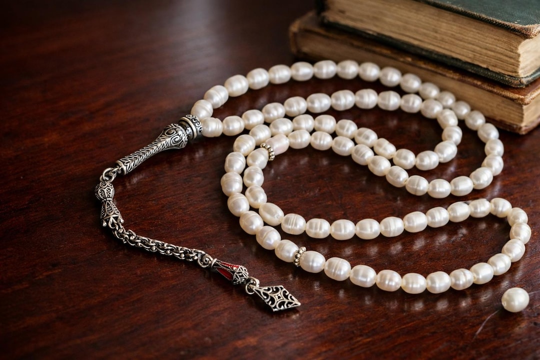 Freshwater Pearl Tasbih – Islamic Prayer Beads for Dhikr, Elegant 99