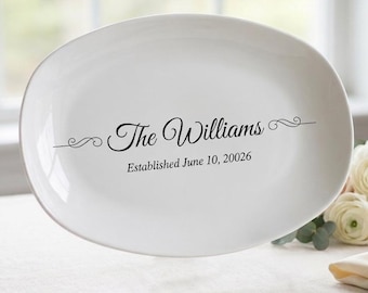 Bandeja de boda personalizada, recuerdo con el apellido de la familia, regalo de boda para decoración.