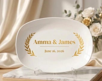 Personliga bröllopstallrikar med namn: Anpassade bröllopstallrikar för bord och gäster, Modern inredning
