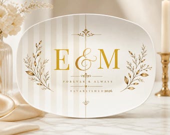 Personalized Bridal Gift with Names and Date ,Custom Wedding Platter  for Couple. Decor Only