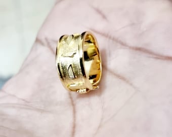 18Kエジプト結婚指輪、ユニセックスヒエログリフリング、ヒエログリフ