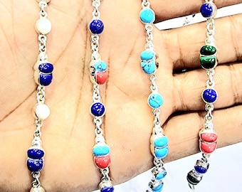 Handmade Egyptian  Scarab Beetle Charm Bracelet With Sundesk - Sterling Silver & 18k Gold