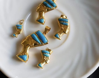 Handmade 18K Solid Gold  Nefertiti Pendant - Egyptian Jewelry