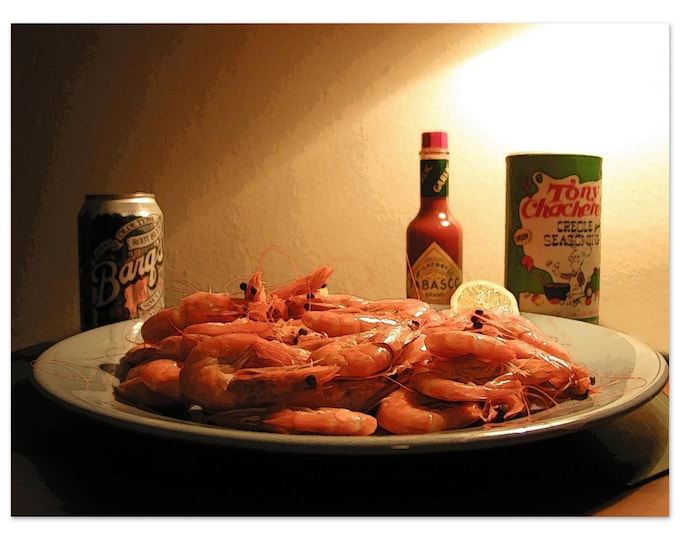 New Orleans Boiled Shrimp Poster: Spicy Seafood Kitchen Art