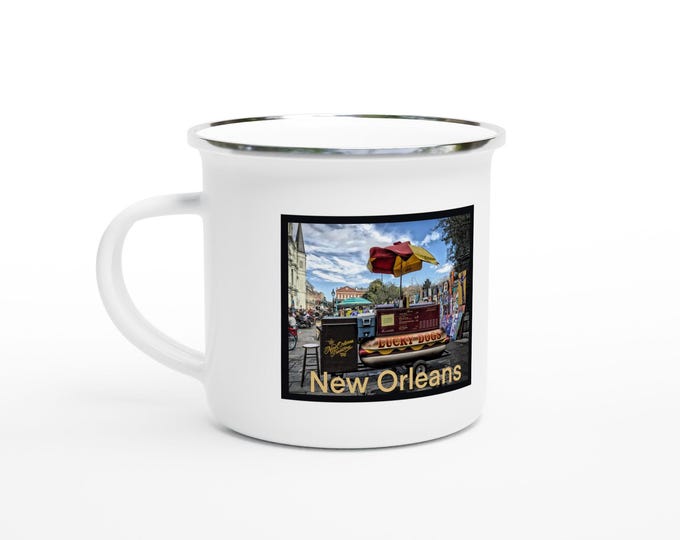 Lucky Dog Enamel Mug: New Orleans French Quarter Design