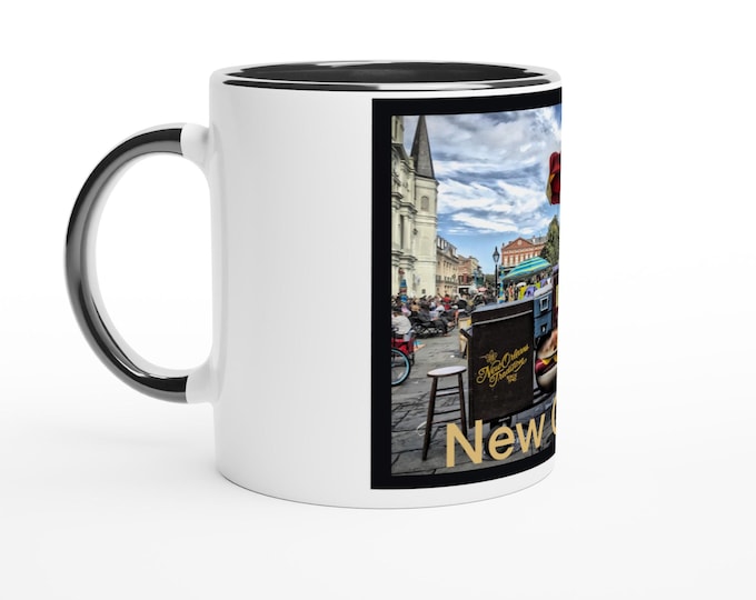 New Orleans French Quarter Mug – Lucky Dog Stand in Jackson Square Design