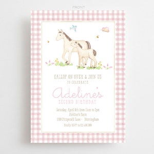 Watercolor Horse and Pony Invitations // printable // printed // digital // cowgirl // western // farm // sweet // birthday // invitations