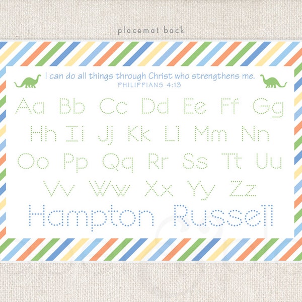 Laminated Name Tracing Placemat Etsy