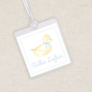 Watercolor Duck Luggage/Diaper Bag Tag // boy // girl // backpack // diaper // duckling // bow // personalized // name