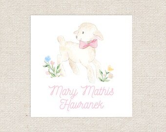 25 Watercolor Lamb Enclosure Cards // Sibling // calling cards // girl // birthday // party // tags // gift // monogram // floral // baby