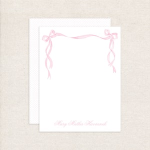 Watercolor Bow Swag Notecards and Envelopes // thank you // notes // personalized // beaufort // ribbon // girl // pink // bitty dot