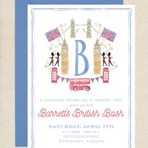Watercolor London England Invitations // printable // printed // digital // british // bash // paddington // uk // english // birthday