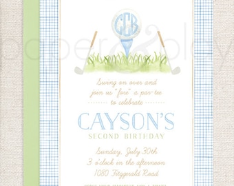 Watercolor Golf Invitations // printable // printed // digital // golf // cart // tee // birthday // club // invite