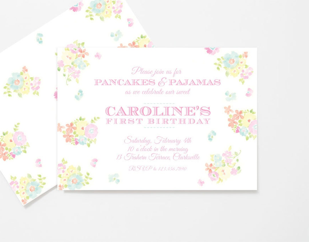 Watercolor Floral Invitations // Printable // Printed // - Etsy
