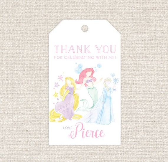 Printable Watercolor Princess Favor Tags // Disney // Rapunzel | Etsy