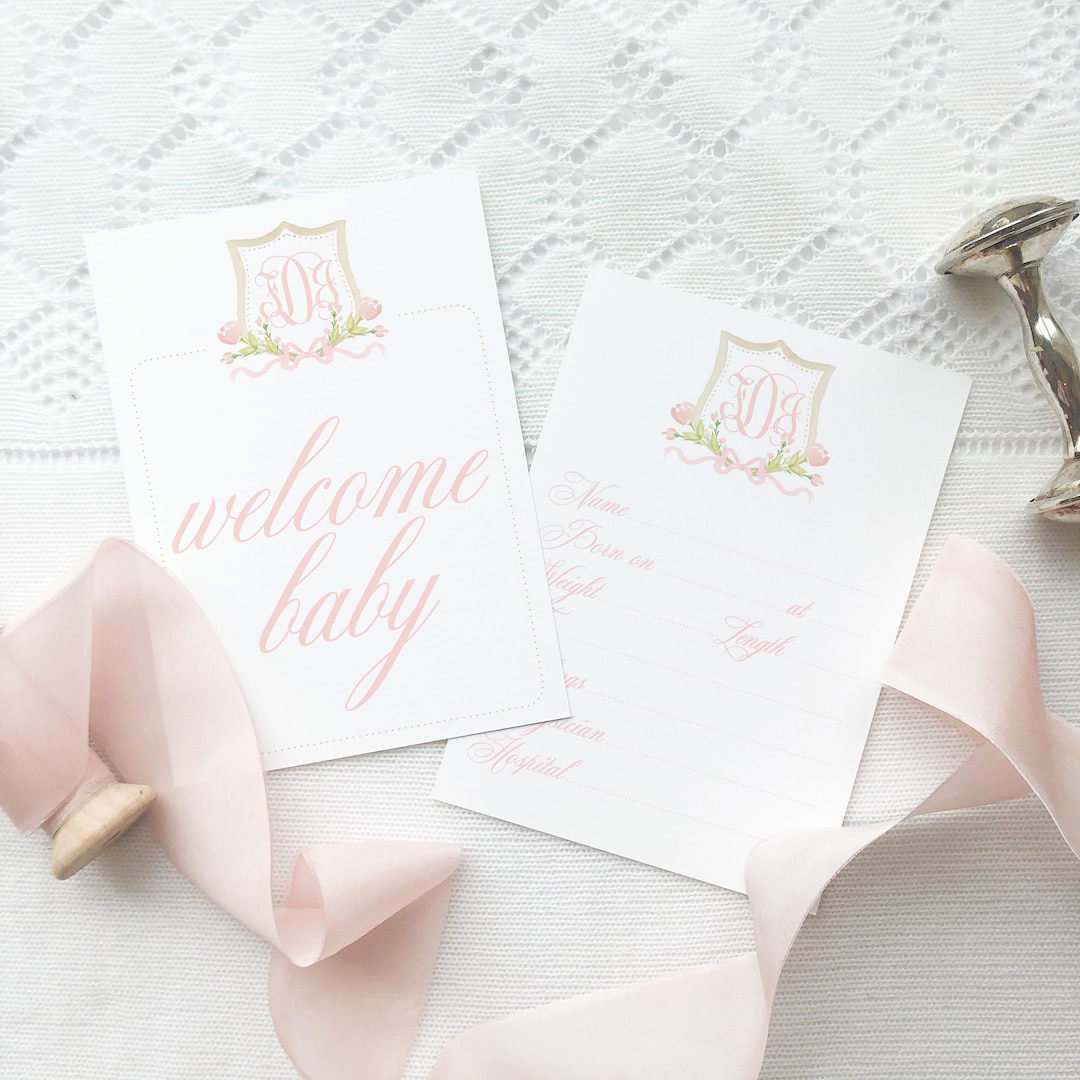 Watercolor Monogram Crest Milestone Cards // Baby // Month Cards ...