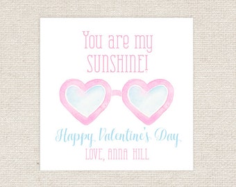 25 Printed 'You are my Sunshine' Valentine Tags