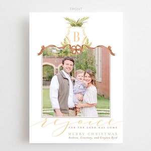 Pheasant Watercolor Crest Christmas Card // Holiday // Grandmillennial // pheasant // outdoors // ribbon //