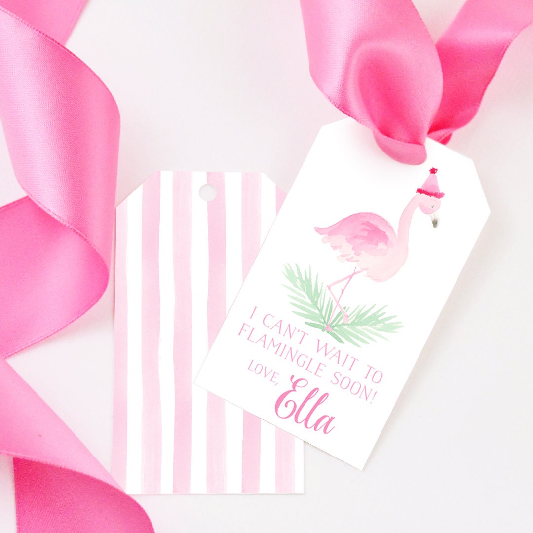 Printed Watercolor Flamingo Favor Tags // Tropical // Party // Favor ...