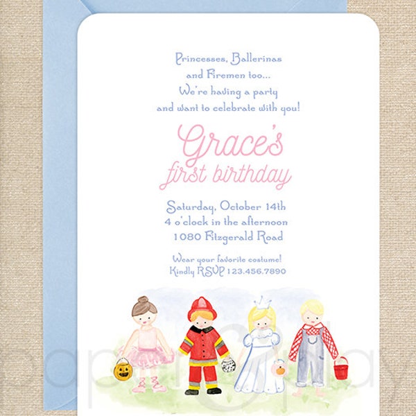 Watercolor Costume Party Invitations // printable // printed // digital // halloween // fall // invite // joint party // festival