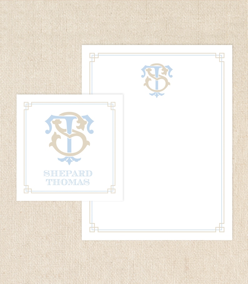 Greek Key Monogram Stationery Set // notecards // calling cards // enclosure cards // monogram gifts image 3