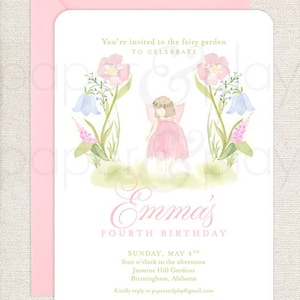Watercolor Garden Fairy Invitations // printable // printed // digital // garden // fairy // birthday // flower