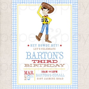 Watercolor Toy Story Invitation // woody // disney // buzz // cowboy // western // invite