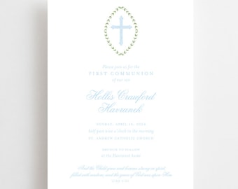 Invitation monogramme écusson floral bleu aquarelle // imprimable // numérique // baby shower // anniversaire // premier // floral // classique