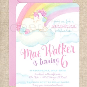 Watercolor Unicorn Invitations // printable // printed // digital // rainbow // pastel // unicorn // birthday