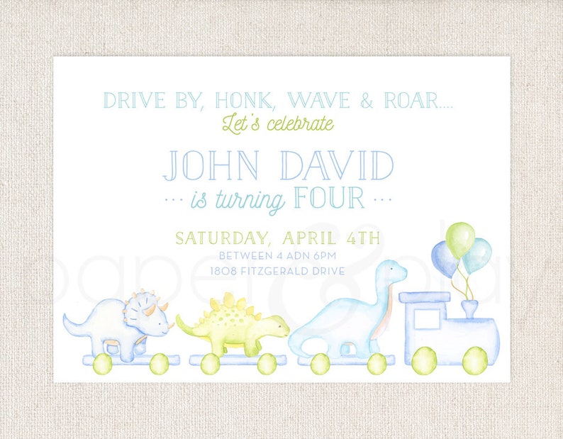 Watercolor Dinosaur Train Invitation // Printable // Printed - Etsy