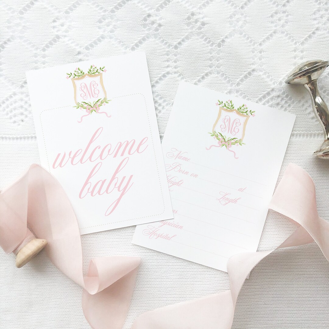 Watercolor Monogram Crest Baby Milestone Cards // Baby // Month Cards ...