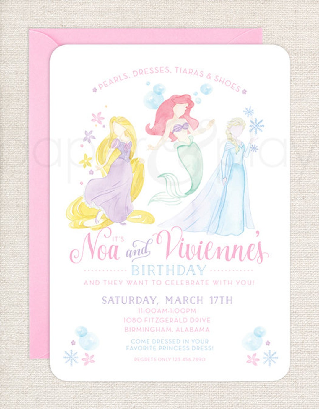 Princesses Frozen Party Digital Birthday Invitation EDITABLE -  Norway