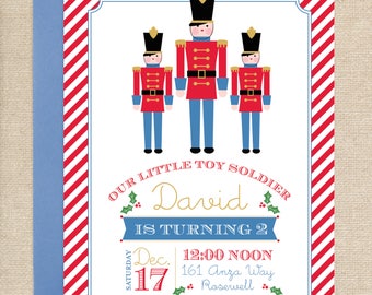 Christmas Toy Soldier Invitations // printable // printed // digital // toy // soldier // christmas // nutcracker // holly // red // boy