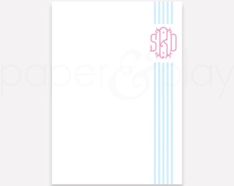 100 pg. Monogram Notepad // personalized // graduation // gift // classic // thank you // notecard // note // pink // graduation