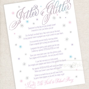 Printable Night before School Jitter Glitter Letter