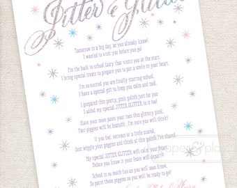 Printable Night before School Jitter Glitter Letter