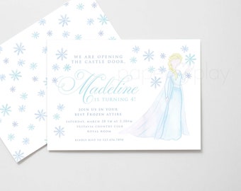 PRINTABLE Watercolor Frozen Elsa Invitations // frozen // elsa // anna // invite // birthday // snowflake