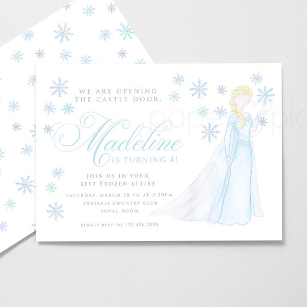 Printable Watercolor Frozen Elsa Invitations // frozen // elsa // anna // invite // birthday // snowflake