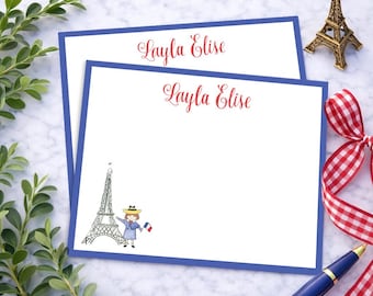 Printed Madeline Thank you cards, Birthday Notecards, Flat, Personalized Notecard, Paris Thank you cards