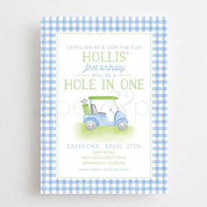 DRUCKBAR Aquarell Einladung zum Golf Cart // zum Ausdrucken // gedruckt // digital / Abschlag / Geburtstag / Hole in one / Golf / Schläger / Einladung / Dusche