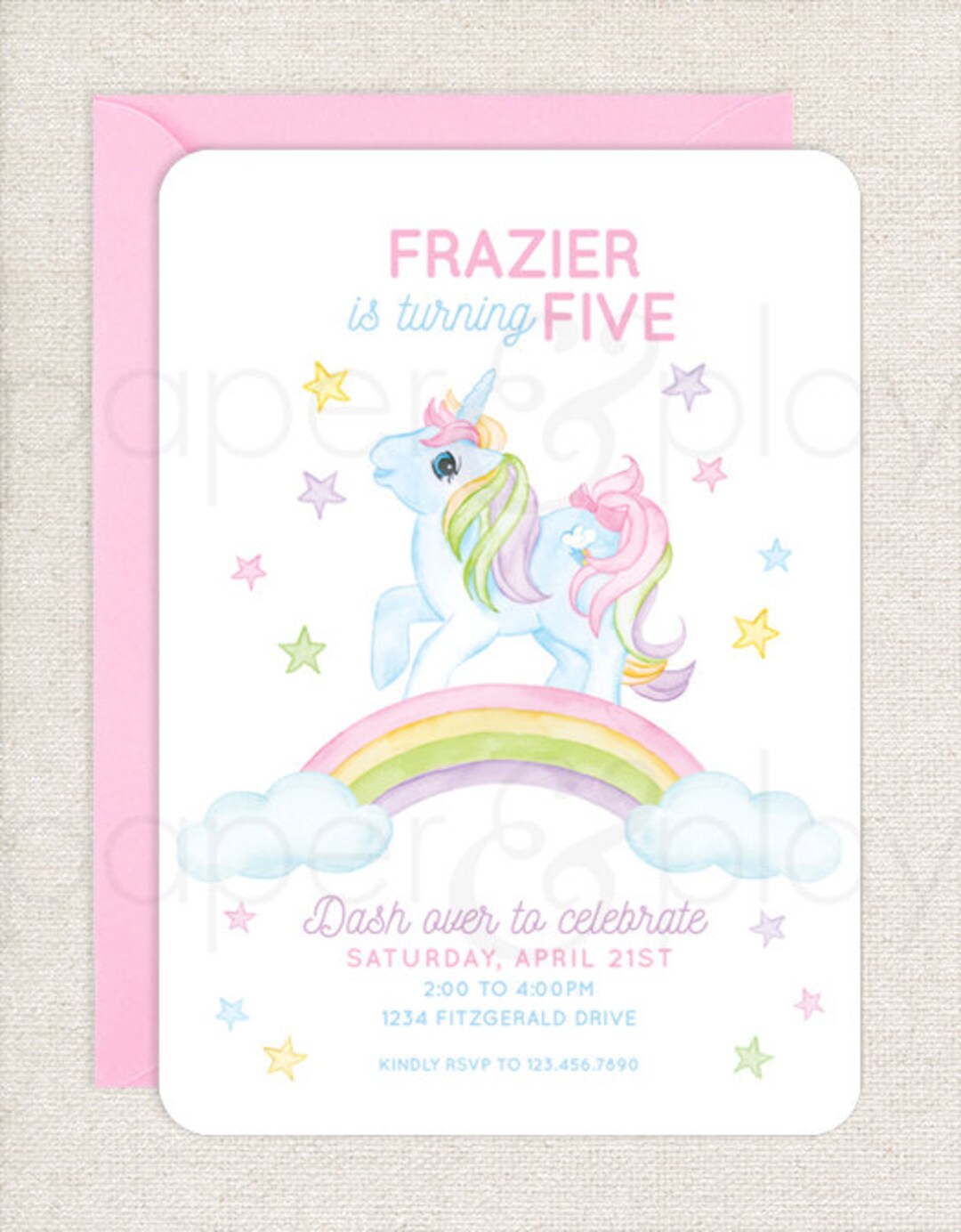 Watercolor My Little Pony Invitations // Printable // Printed ...