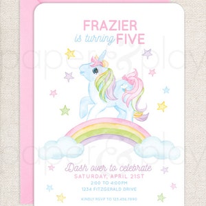 Watercolor My Little Pony Invitations // printable // printed // digital // birthday // rainbow // rainbow dash // birthday // rainbow