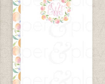 Printed Watercolor Peach Monogram Thank You Cards