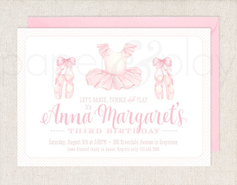 Watercolor Ballet Invitations // Printable // Printed // - Etsy