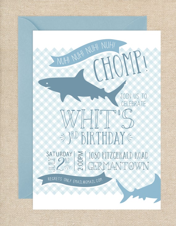 Shark Birthday Invitations // Printable // Printed // Digital | Etsy